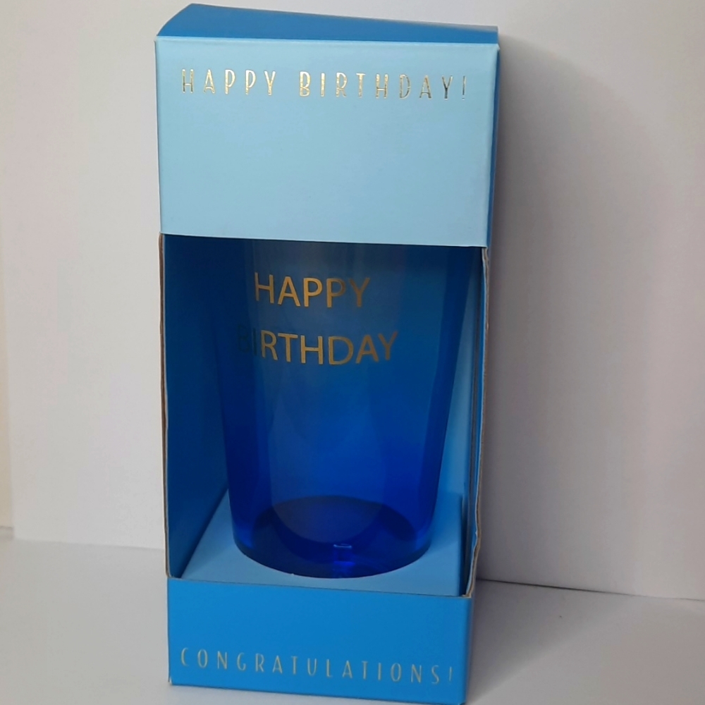 Clintons Blue Happy Birthday Pint Glass
